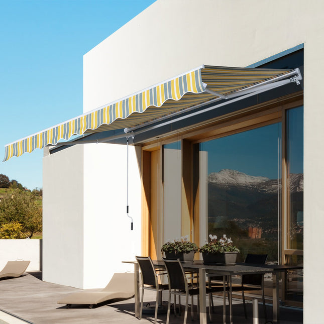 Balcony Folding awning, Hand crank, 3x2.5m, Yellow/Grey