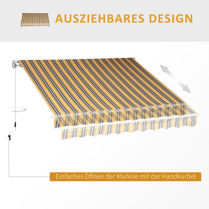 Balcony Folding awning, Hand crank, 3x2.5m, Yellow/Grey