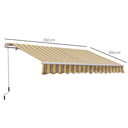 Retractable sun tent, 3.5X2.5M, yellow/grey, UV protection