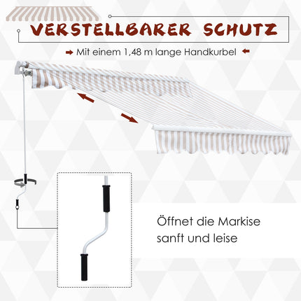 Retractable awning with hand crank, 3x2.5m, sun protection