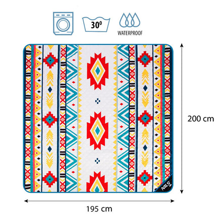 Aztec Picnic Blanket, 195x200 cm, Waterproof
