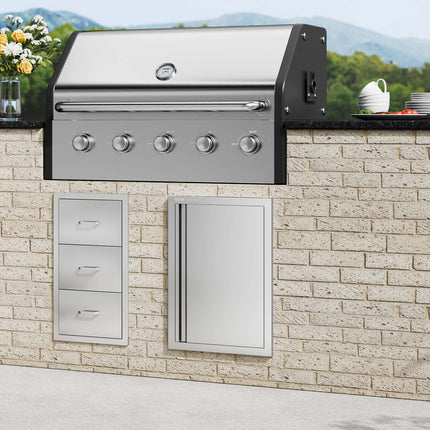 BBQ Access Door, 17x24 In Stainless Steel Flush Mount Recessed Handle