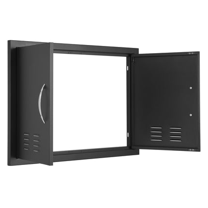 BBQ Access Door, Double 30x21 in, Vented, Matte Black
