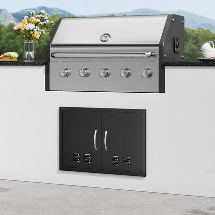 BBQ Access Door, Double 30x21 in, Vented, Matte Black