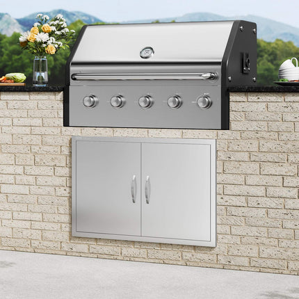 BBQ Access Door, Double 36x24 In Stainless Steel