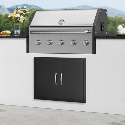BBQ Access Door, Double Flush Mount, 31x24 in Black