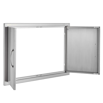 BBQ Access Door, Double Flush Mount Stainless Steel 33x22