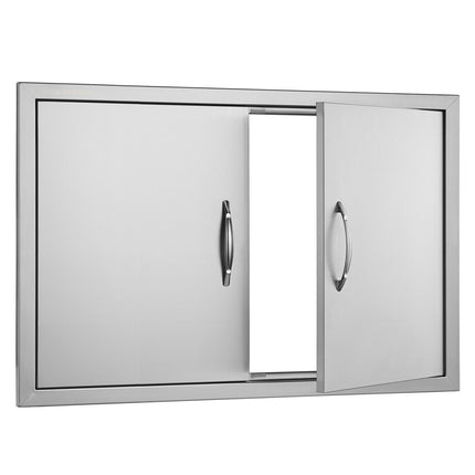 BBQ Access Door, Double Flush Mount Stainless Steel 33x22