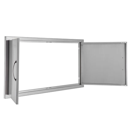 BBQ Access Door, Double Stainless Steel Flush Mount 42x21