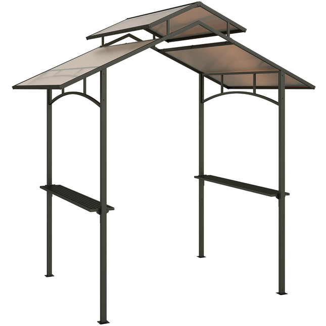 BBQ Gazebo 2.4 x 1.5 m, Steel Frame, 2 Shelves