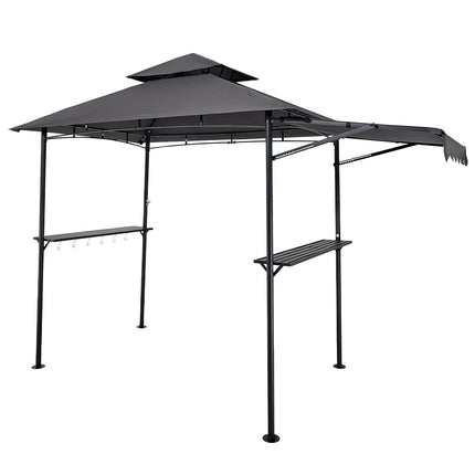 BBQ Grill Gazebo 8 x 5 Ft, Double-Tier Roof, Shelves