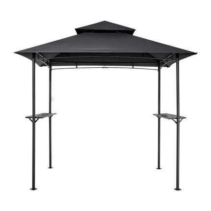 BBQ Grill Gazebo 8x5 ft, Double-Tier Roof, 2 Shelves