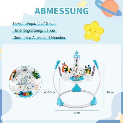 Baby Activity Center with 6 Toys, Lights, Music, Blue