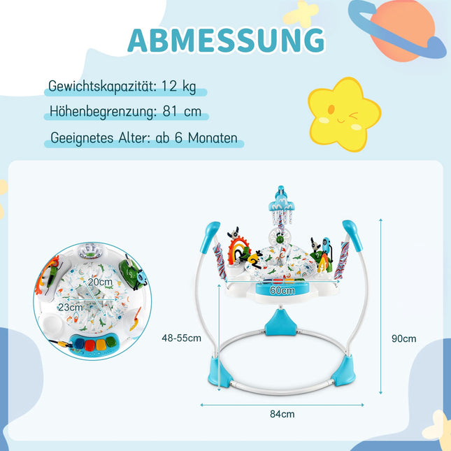 Baby Activity Center with 6 Toys, Lights, Music, Blue