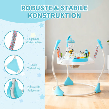 Baby Activity Center with 6 Toys, Lights, Music, Blue