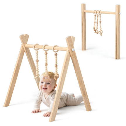Baby Activity Gym – Natural Wood with 3 Toys