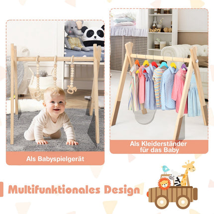 Baby Activity Gym – Natural Wood with 3 Toys