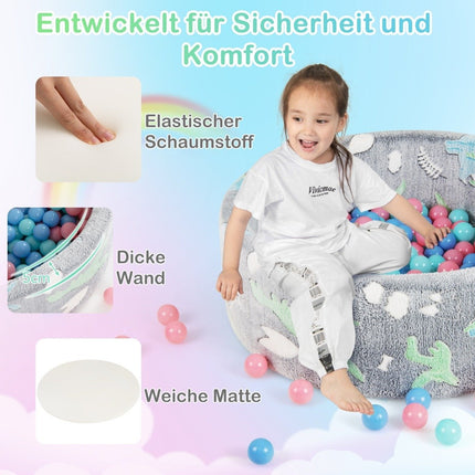 Baby Ball Pit with Removable Cover, Glow-in-the-Dark, 200 Balls