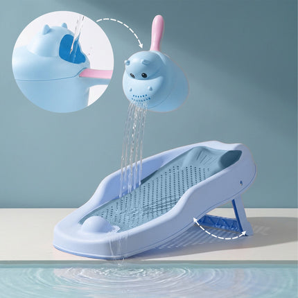 Baby Bath Aid Set with Hippo Rinse Cup – Blue