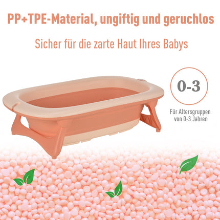 Ergonomic foldable baby bathtub, pink plastic, 84.5 cm