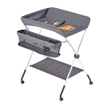 Baby Changing Table, Foldable, Adjustable Height, Lockable Wheels