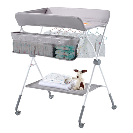 Baby Changing Table – Foldable, Adjustable, Lockable Wheels