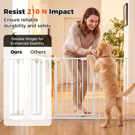 Baby Gate, 3-Panel Hardware-Mounted Metal, 74.5–198 cm