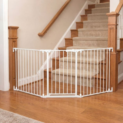 Baby Gate, 3-Panel Hardware-Mounted Metal, 74.5–198 cm