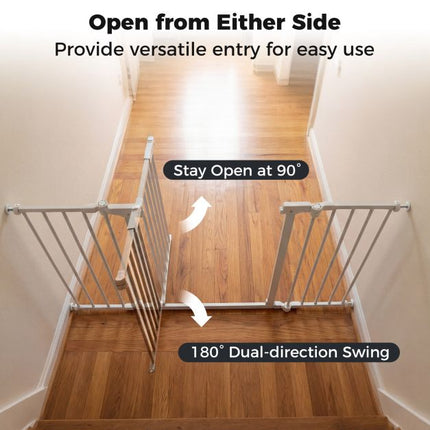Baby Gate, 3-Panel Hardware-Mounted Metal, 74.5–198 cm