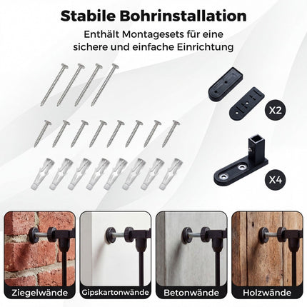 Baby Gate with Double Lock & Swing Mechanism, Black, 74.5-198 cm