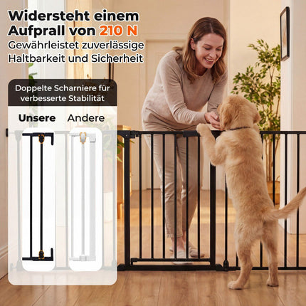 Baby Gate with Double Lock & Swing Mechanism, Black, 74.5-198 cm