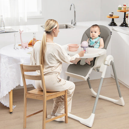 Baby High Chair, 4-in-1 Foldable, 7-Height, Double Tray
