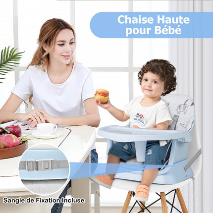 Baby High Chair 6-in-1 Convertible, 5-Point Harness; Tray