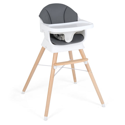 Baby High Chair, Adjustable Tray, 5-Point Harness, Grey