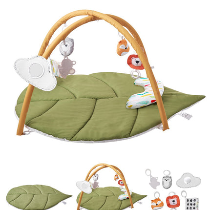 Baby Play Gym Mat, Leaf-Shaped, 6 Sensory Toys