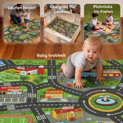 Baby Play Mat 160x100cm, Non-Slip City Design