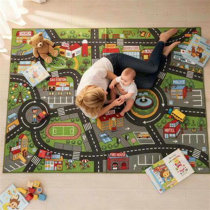 Baby Play Mat, Non-Slip, 200x150 cm, City Design