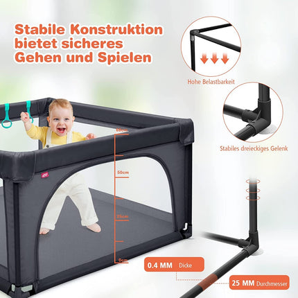 Baby Playpen 120x120 cm with 50 Balls, Breathable Mesh