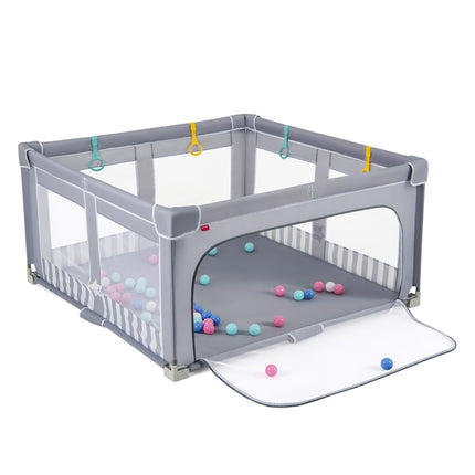 Baby Playpen, 127x127 cm, Foldable with Zipper Door