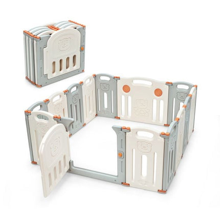 Baby Playpen, 14-Panel Foldable HDPE Play Yard Gate