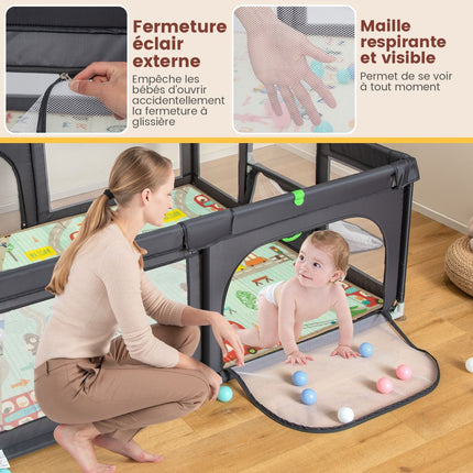 Baby Playpen 188 x 157 cm, Mat, Hoop, 50 Balls