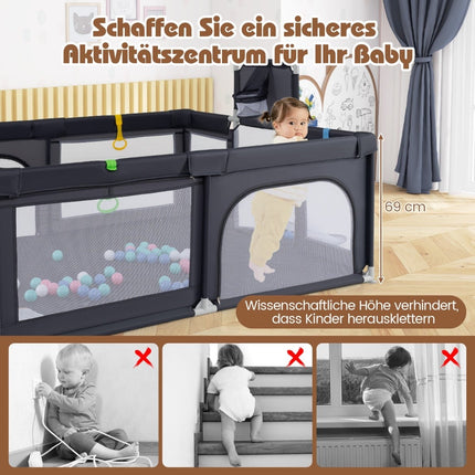 Baby Playpen 188x157 cm with Basketball Hoop & Goal