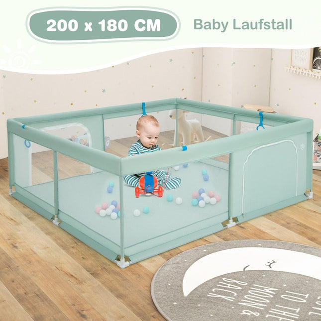 Baby Playpen 200x180 cm with Balls, Handles & Door