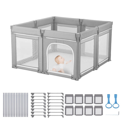 Baby Playpen 47.2 In Foldable, Mesh Sides, Zipper Door