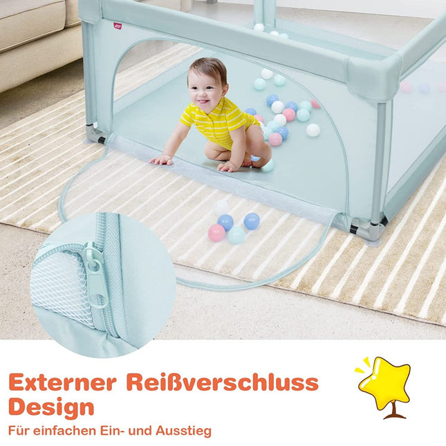 Baby Playpen Portable Playpen with Safety Gates 120 x 120 x 68 cm Blue