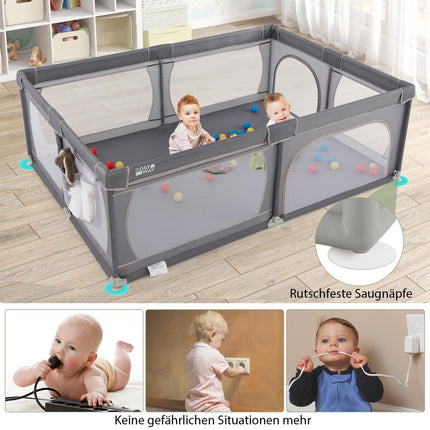 Baby Playpen with 50 Balls, 2 Doors, Breathable Mesh