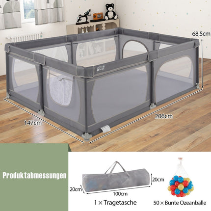 Baby Playpen with 50 Balls, 2 Doors, Breathable Mesh