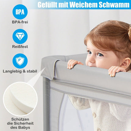 Baby Playpen with 50 Balls & 2 Doors & Breathable Mesh & Zipper Gray Fish
