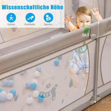 Baby Playpen with 50 Balls & 2 Doors & Breathable Mesh & Zipper Penguins