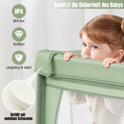 Baby Playpen with 50 Balls & 2 Doors & Breathable Net & Zipper Green